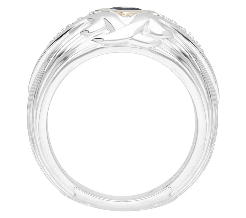 Ariva Sterling Silver & 18K Gold Gemstone & Diamond Band Ring — View 7
