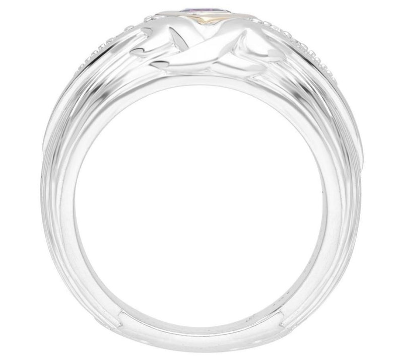Ariva Sterling & 18K Gemstone & Diamond B and Ring — View 7