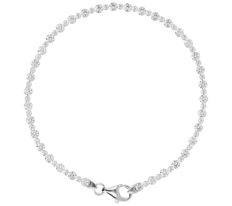 Diamonique Alternating Round Cut Tennis Bracelet, Sterling — View 3