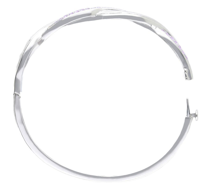 Ariva Sterling Silver Pink Sapphire Braided Hinged Bangle — View 4