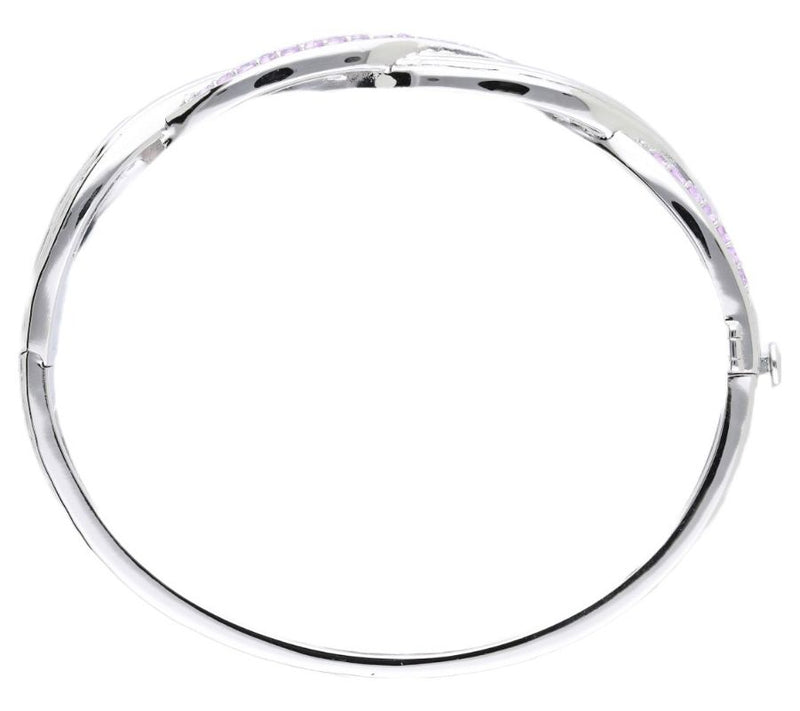 Ariva Sterling Silver Pink Sapphire Braided Hinged Bangle — View 2