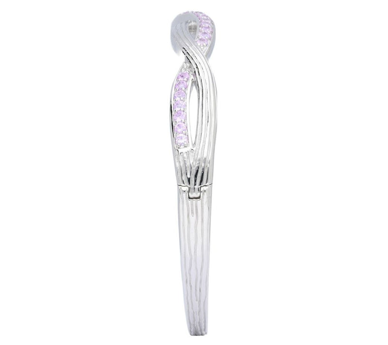 Ariva Sterling Silver Pink Sapphire Braided Hinged Bangle — View 3