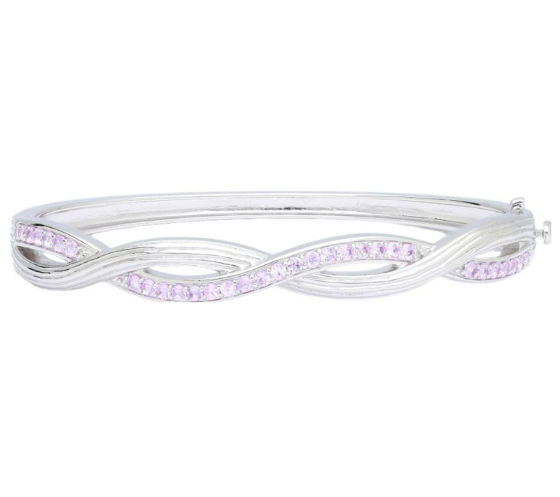 Ariva Sterling Silver Pink Sapphire Braided Hinged Bangle — Main view