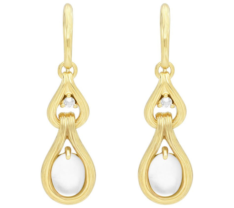 Ariva 18K Gold Clad Mother of Pearl Calypso Dan gle Earrings — View 3
