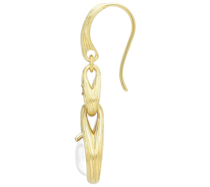 Ariva 18K Gold Clad Mother of Pearl Calypso Dan gle Earrings — View 4