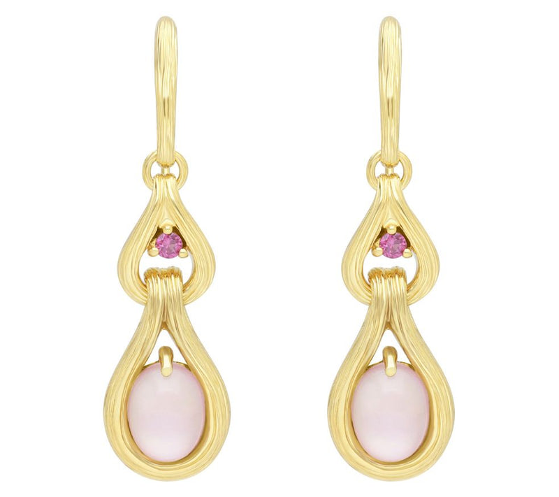 Ariva 18K Gold Clad Pink Mother of Pearl Calypso Earrings — View 3
