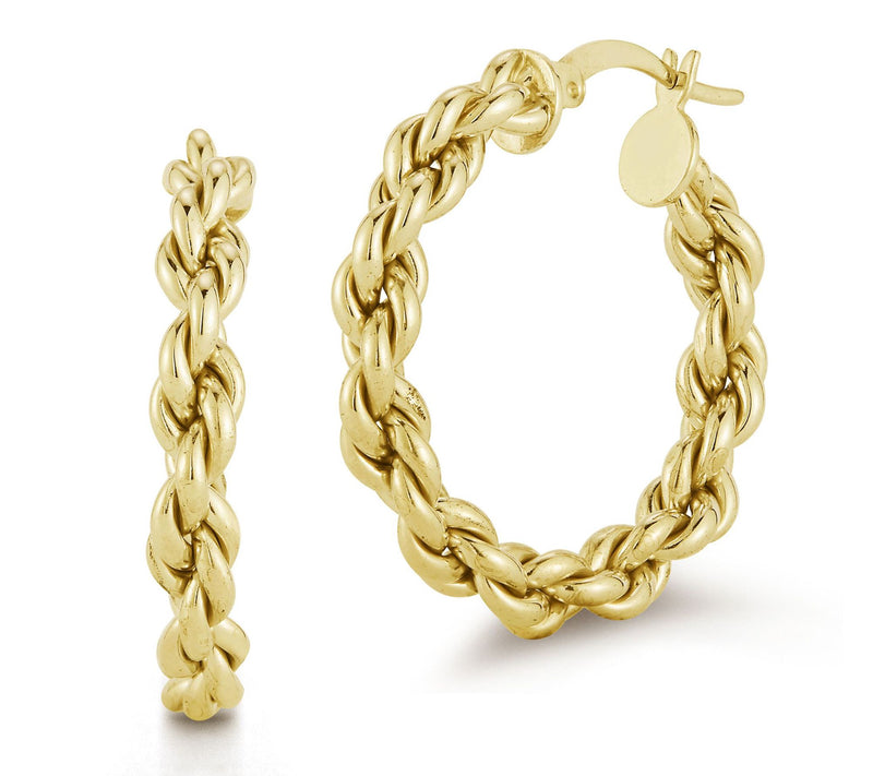 Sterlina Silver Bold Rope Chain Hoop Earrings,Sterling — View 5