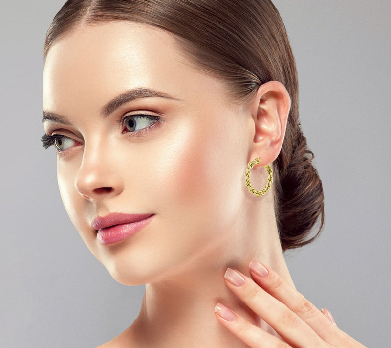 Sterlina Silver Bold Rope Chain Hoop Earrings,Sterling — View 8