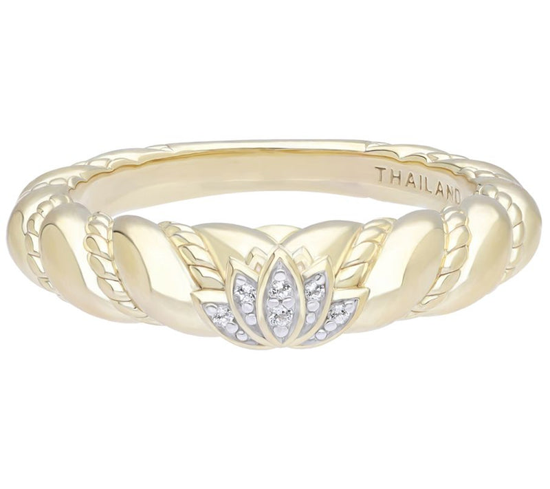Goddaughters 14K Gold Clad White Topaz Lotus Ring — Main view