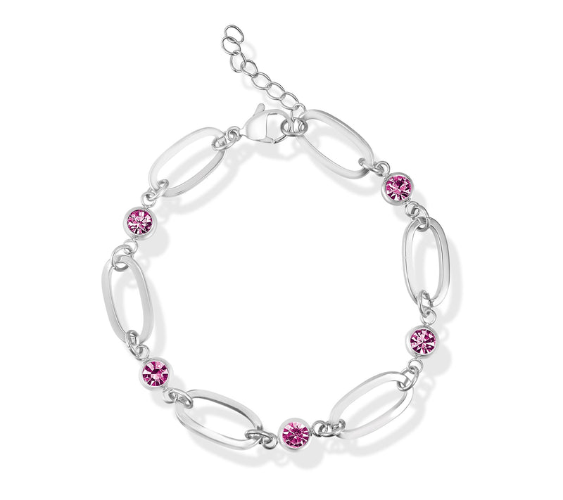 Steel by Design Birthstone Paperclip Link Tennis Bracelet — View 11