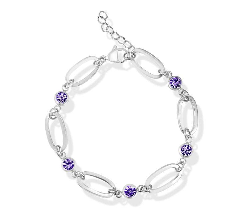 Steel by Design Birthstone Paperclip Link Tennis Bracelet — View 3