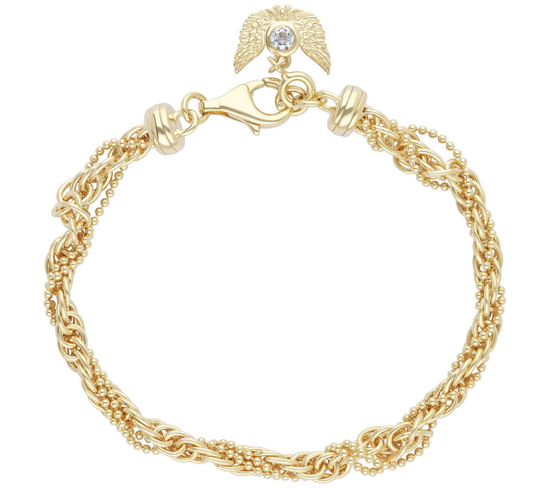 Goddaughters 14K Clad White Topaz Angel Wing Bracelet — View 2