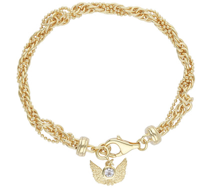 Goddaughters 14K Clad White Topaz Angel Wing Bracelet