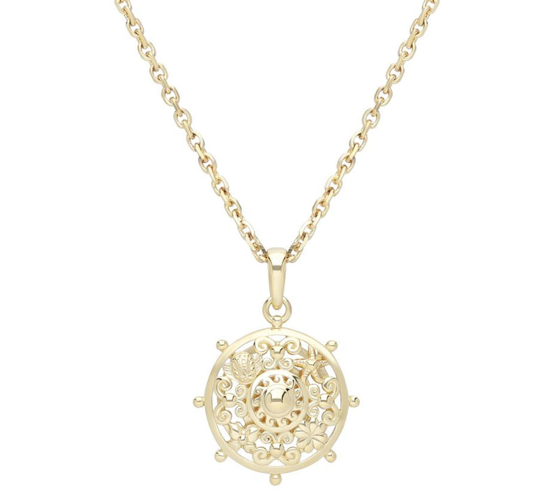Goddaughters 14K-Clad Goddess Dharma Wheel Pend ant with Chain — View 3