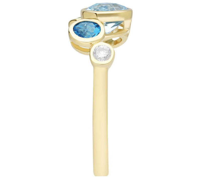 Ariva 14K Gold Blue Topaz & Diamond Accent Ring — View 3