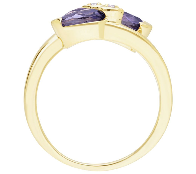 Ariva 14K Gold Iolite & Diamond Accent Bypass R ing — View 3