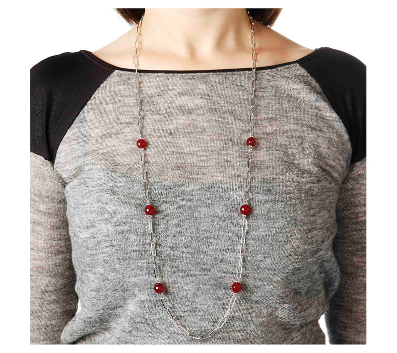 Louis Dell'Olio Gemstone Bead Paperclip Link Necklace — View 7