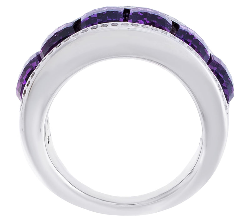 Affinity Gems Amethyst & White Zircon Band Ring, Sterling — View 3
