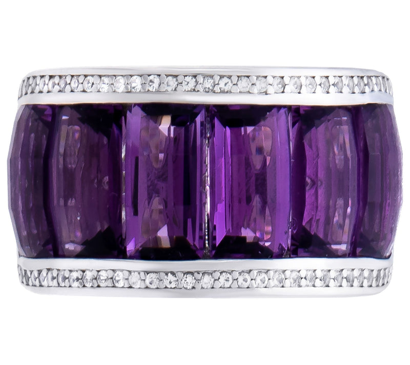 Affinity Gems Amethyst & White Zircon Band Ring, Sterling — View 2