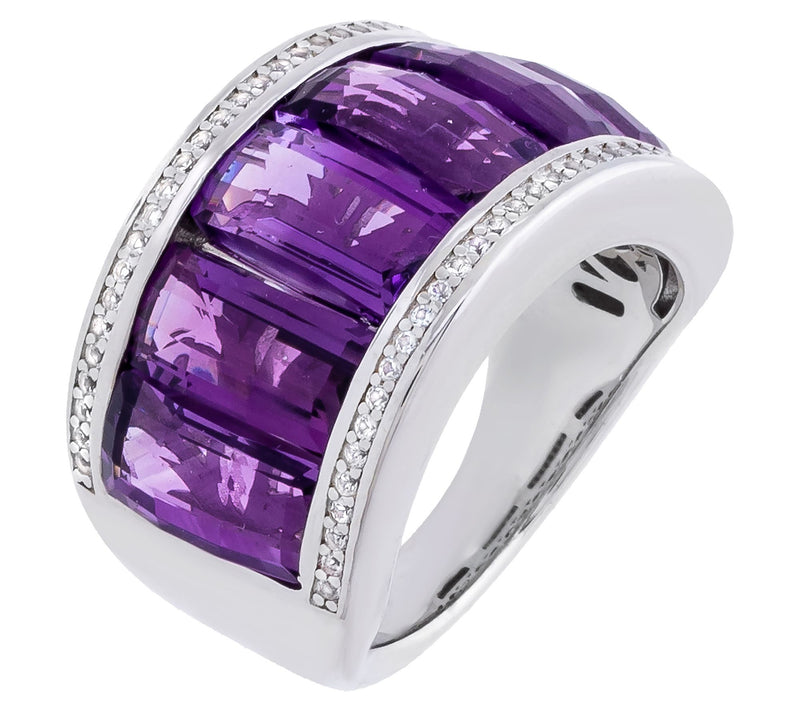 Affinity Gems Amethyst & White Zircon Band Ring, Sterling — Main view