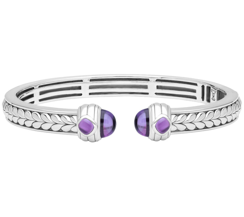Tiffany Kay Studios Sterling Silver Amethyst Herringbone Cuff — Main view