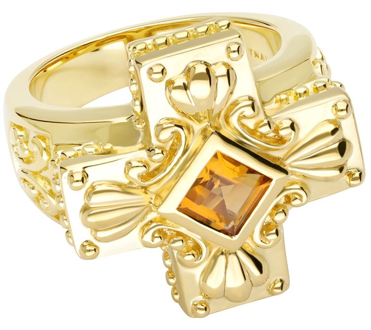 Elyse Ryan 14K Gold Clad Citrine Cross Ring — Main view