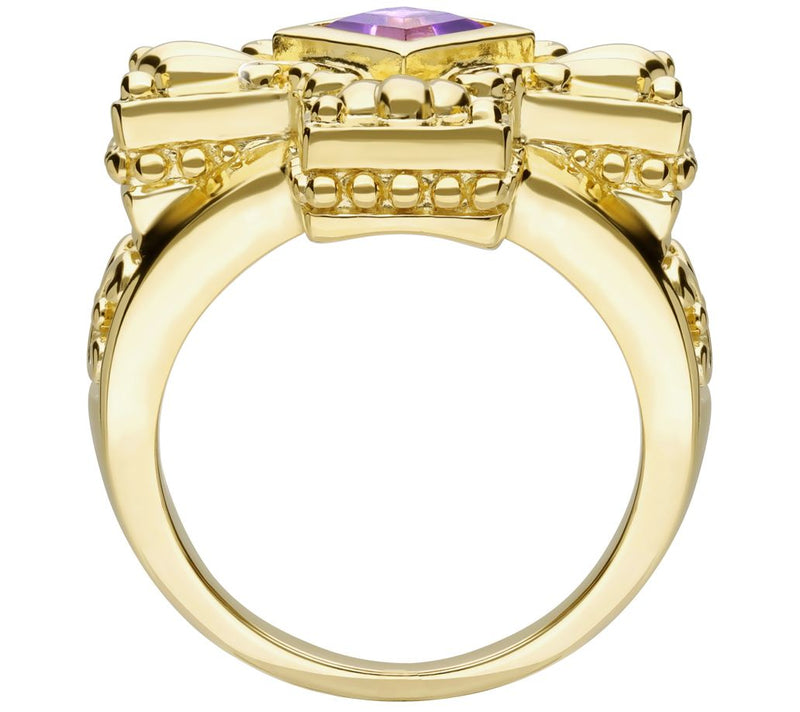 Elyse Ryan 14K Gold Clad Amethyst Cross Ring — View 3