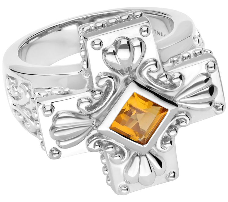 Elyse Ryan Silver & Citrine Cross Ring — Main view