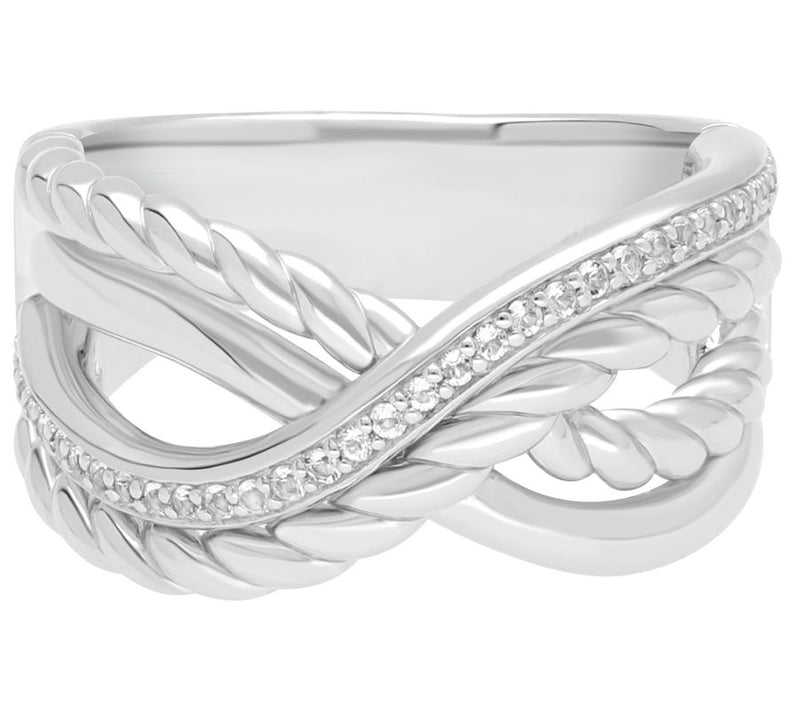 Ariva Sterling Silver White Topaz Rope Band Ring — Main view