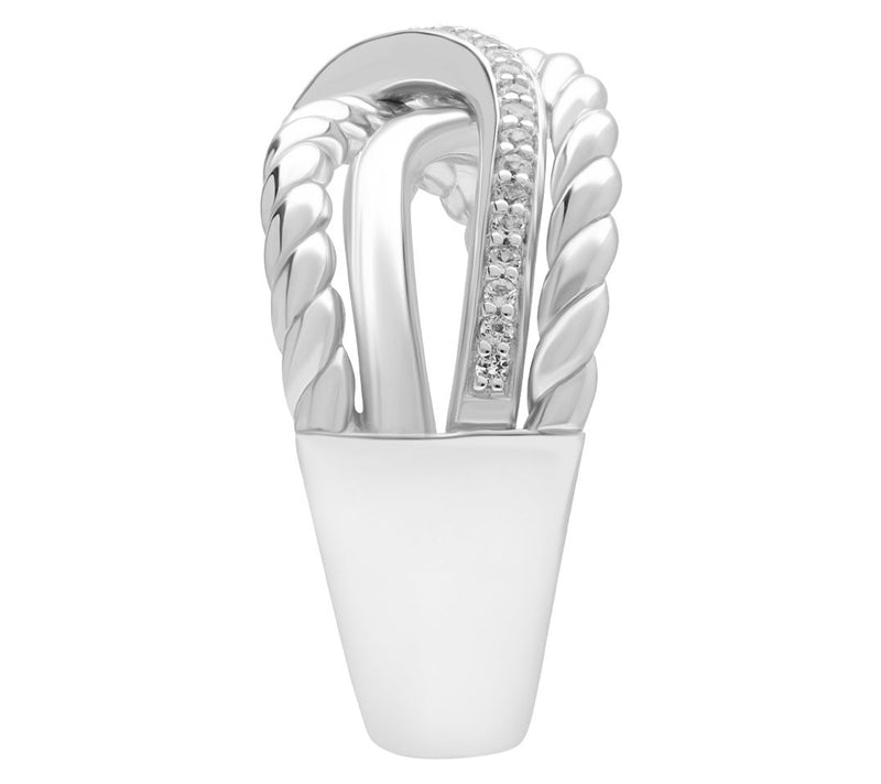 Ariva Sterling Silver White Topaz Rope Band Ring — View 3