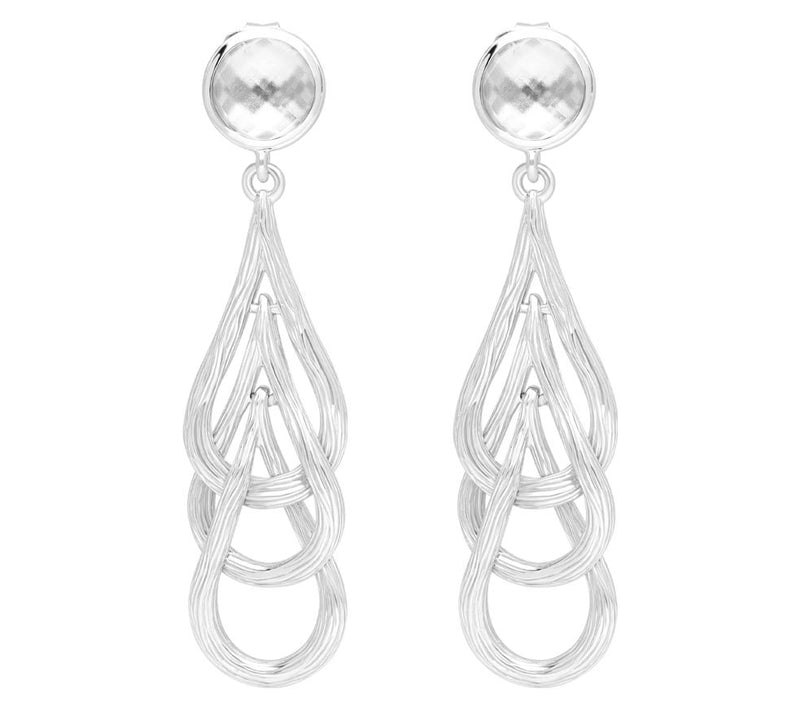 Ariva Sterling Silver White Topaz Textured Dangle Earrings — Main view