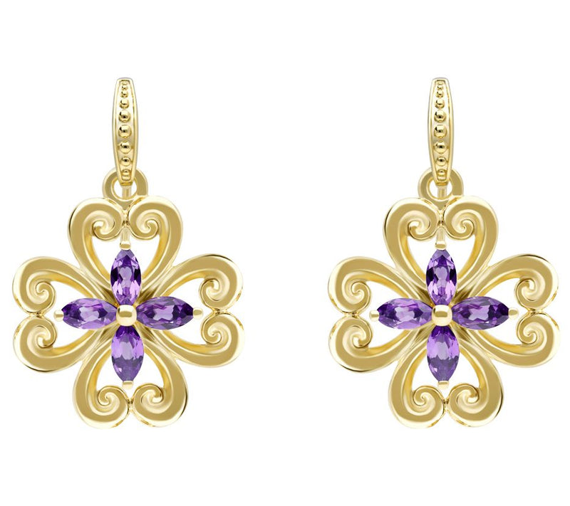 Elyse Ryan 14K Gold Clad Gemstone Scroll Earrings — View 3