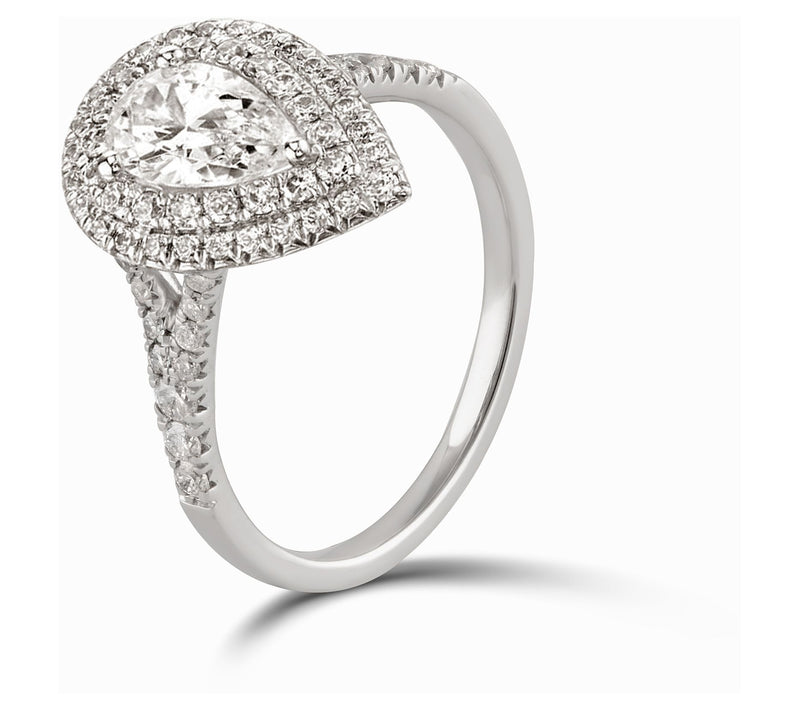 Diamonique 0.95 cttw Double Halo Engagement Ring, Sterling — View 4