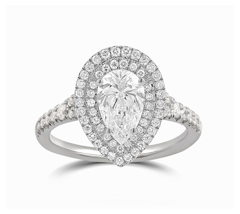 Diamonique 0.95 cttw Double Halo Engagement Ring, Sterling — View 3
