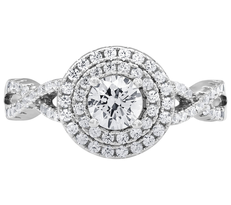 Diamonique 0.30 cttw Twist Halo Engagement Ring, Sterling — View 5