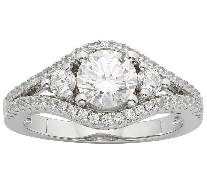 Diamonique 0.50 cttw Engagement Ring, Sterling Silver — Main view
