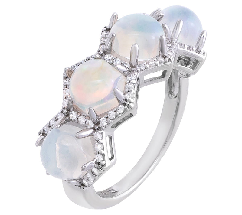 Affinity Gems Ethiopian Opal & White Zircon Ring, Sterling — Main view
