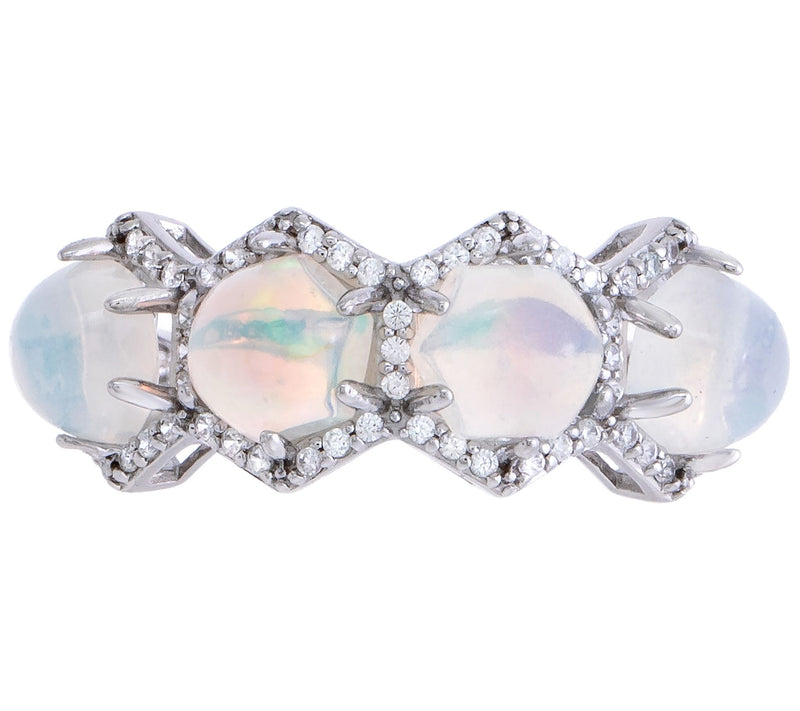 Affinity Gems Ethiopian Opal & White Zircon Ring, Sterling — View 2