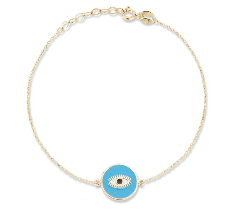 Luminosa Gold Enamel Evil Eye Bracelet, 14K — View 3