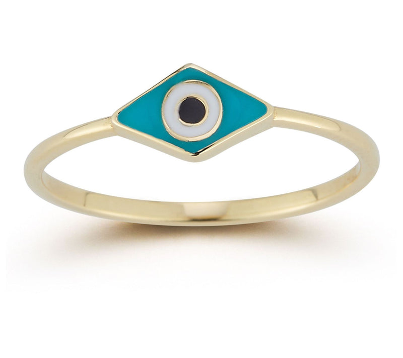 Luminosa Gold Enamel Evil Eye Ring, 14K — Main view