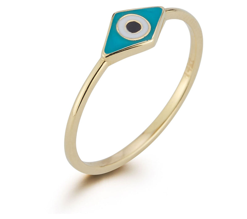Luminosa Gold Enamel Evil Eye Ring, 14K — View 4