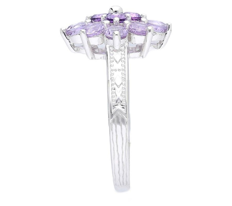 Ariva Sterling Silver Amethyst Dahlia Ring — View 3
