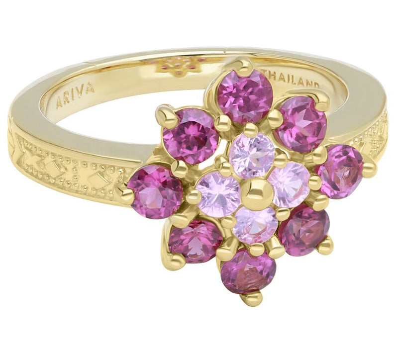 Ariva 18K Gold Clad Rhodolite Dahlia Ring — Main view