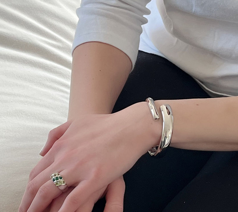 Ariva Sterling Silver Polished Hinged Cuff — View 4