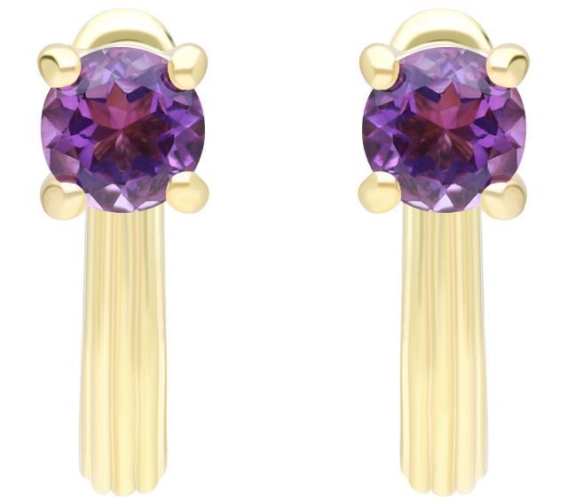 Ariva 18K Gold Clad Gemstone Huggie Hoop Earrings — View 3