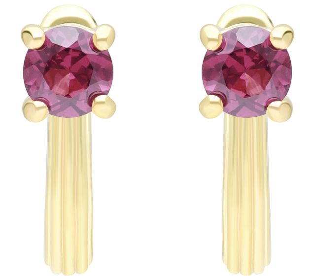 Ariva 18K Gold Clad Gemstone Huggie Hoop Earrings — View 7