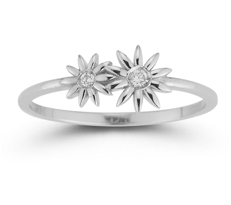 Luminosa Gold Double Diamond Flower Ring, 14K — Main view