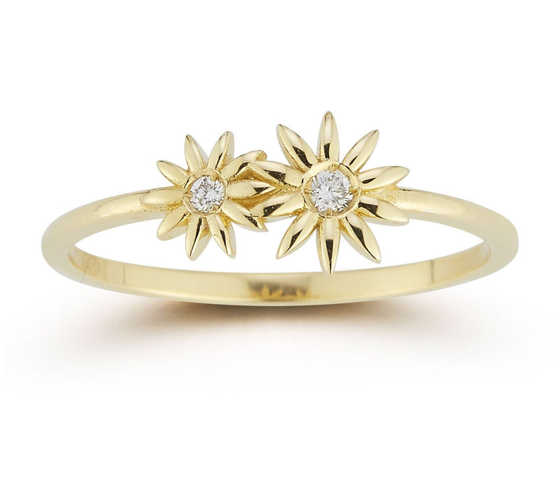 Luminosa Gold Double Diamond Flower Ring, 14K — View 6