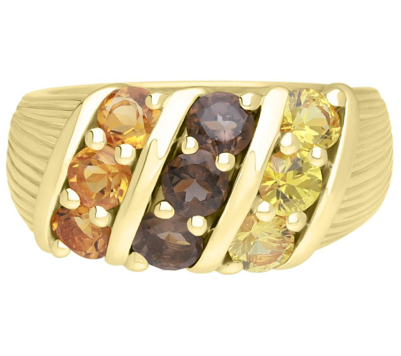 Ariva 18K Gold Clad Gemstone Trio Ring — Main view