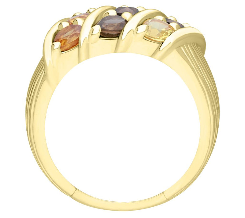Ariva 18K Gold Clad Gemstone Trio Ring — View 2